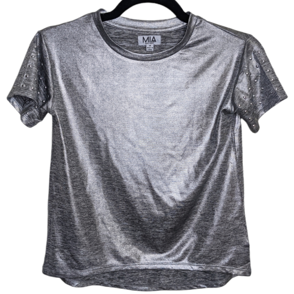 COPY - NWOT MIA New York Metallic Silver T-Shirt